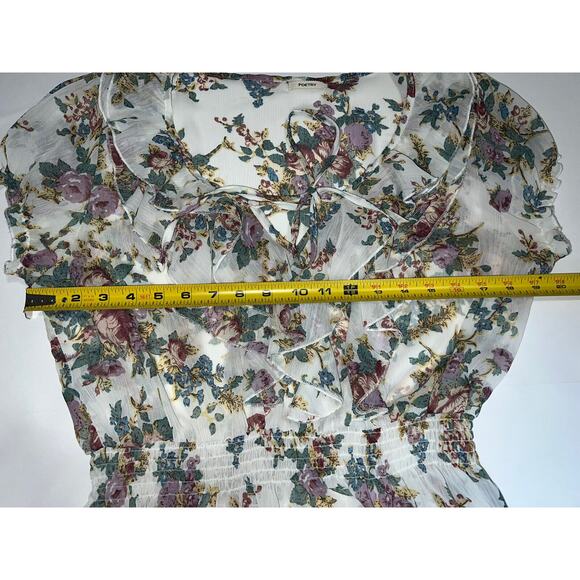 POETRY Floral Blouse Womens Size XL Multicolored Layered Ruffle Smocked Shirt. - Picture 11 of 16